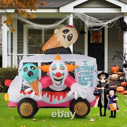 8ft Giant Clown Ice Cream Truck Inflatable Halloween Decoration