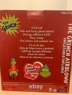 9.5' DR SEUSS Fuzzy GRINCH Sitting On Present Christmas Airblown Inflatable