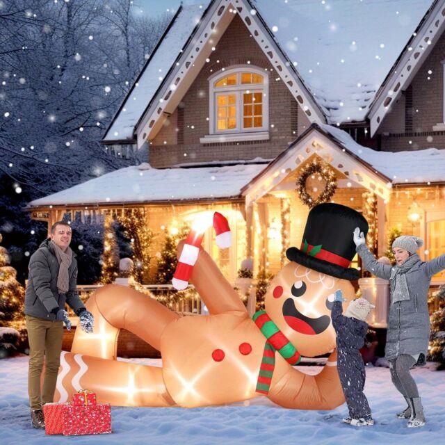 9.8ft Christmas Inflatable Gingerbread Man Blow Ups With Led Outdoor Yard Decor