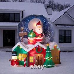 9' DELUXE SANTA CLAUS ON CHIMNEY SNOW GLOBE AIRBLOWN INFLATABLE Artificial Snow