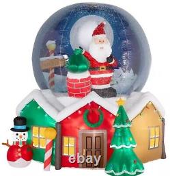 9' DELUXE SANTA CLAUS ON CHIMNEY SNOW GLOBE AIRBLOWN INFLATABLE Artificial Snow