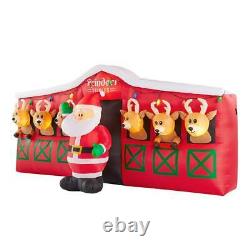 9 FT REINDEER STABLE WITH SANTA Christmas Airblown Lighted Inflatable