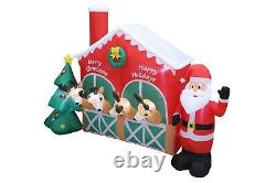 9 Foot Long Christmas Inflatable Santa Claus Reindeer Barn Tree Blowup Air Blown