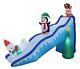 9 Foot Wide Inflatable Trio Polar Bear Penguin Reindeer On Slide Christmas Tree
