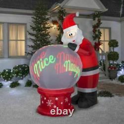 9 Ft Animated SANTA'S NAUGHTY OR NICE SNOWGLOBE Airblown Lighted Yard Inflatable
