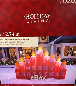 9 Ft CANDLES W MERRY CHRISTMAS SIGN Airblown Lighted Yard Inflatable