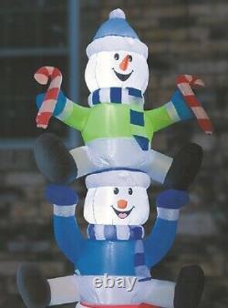 9 Ft Christmas Lighted Snowmen Wearing Santa Hats Airblown Inflatable Yard Decor