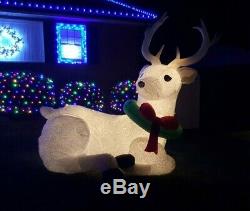 9 Ft ELEGANT GIANT WHITE DEER Christmas Airblown Inflatable PLUSH FUR