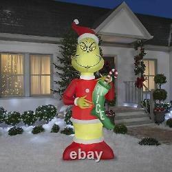 9 Ft GRINCH w Stocking Lighted INFLATABLE OUTDOOR CHRISTMAS Yard Decor Airblown