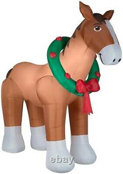 9 Ft Giant Clydesdale Horse Gemmy Airblown Christmas Inflatable New in Box