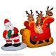 9' By 6.7' Christmas Santa Claus Pulling Sleigh With Reindeer Lighted Yard Decor