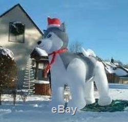 9FT GIANT HOLIDAY HUSKY DOG Christmas Airblown Inflatable GEMMY FREE FED/EX SHIP