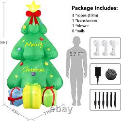 9FT Lighted Giant Inflatable Christmas Tree with Gift Box and LED Light, Big Blo