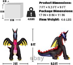 9Ft Halloween Decorations Inflatable Giant Animated Fire & Ice Dragon Blow up Bu