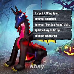 9Ft Halloween Decorations Inflatable Giant Animated Fire & Ice Dragon Blow up Bu