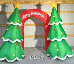 9ft Gemmy Airblown Inflatable Prototype Christmas Archway Trees withBanner #112272