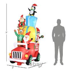 9ft Inflatable Santa Claus Drives a Gift Car Outdoor Christmas Decor with LED