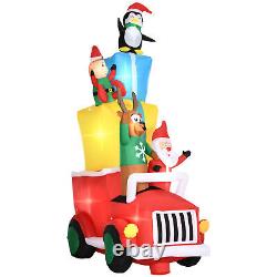 9ft Inflatable Santa Claus Drives a Gift Car Outdoor Christmas Decor with LED