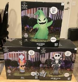 A Nightmare Before Christmas 3.5ft Inflatable Lights Up Set Jack-Sally-Oogie NIB