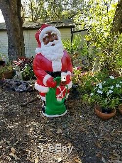African American Black Santa Light Up Vtg Blow Mold. Lawn Ornament. Approx. 38