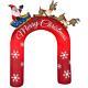 Airblown Inflatable Archway Santa In Sleigh With Flying Reindeers 9ft Tall