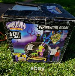 Airblown Inflatable Gemmy Halloween Whirlwind Globe Light Up Witch Cat Bats 6 FT