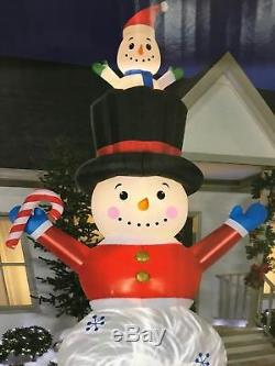 Animated 12' Snowman with Pop-Up Baby Air Blown Inflatable by Gemmy