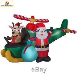 Animated Airblown-Santa and Reindeer in Helicopter Scene by Gemmy Industries