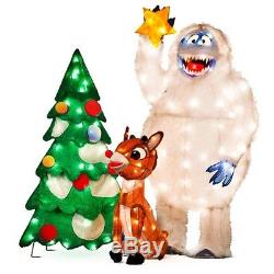Animated Bumble Rudolph 5 PC. Misfit Island Tinsel Pre Lit Christmas Yard Decor