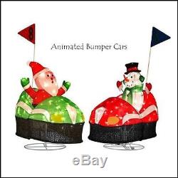 Animated Carnival Ride Roller Coaster Bumpers Cars Pre Lit Christmas Yard Decor