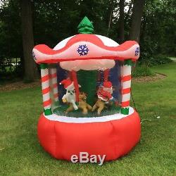 Animated Carousel Airblown Inflatable Gemmy Christmas Santa Clause 7ft 2005