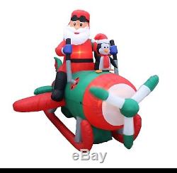 Animated Christmas Air Blown Inflatable Yard Decoration Santa Penguins Airplane
