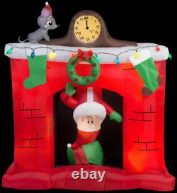 Animated Inflatable Santa's Head Popping Down Fireplace Christmas Scene Decor