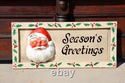 Antique Santa Face Christmas Lighted Sign Store Display vintage wood frame RARE Antique Santa Face Christmas Lighted Sign Store Display vintage wood frame RARE