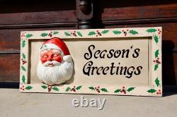 Antique Santa Face Christmas Lighted Sign Store Display vintage wood frame RARE Antique Santa Face Christmas Lighted Sign Store Display vintage wood frame RARE
