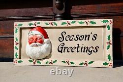Antique Santa Face Christmas Lighted Sign Store Display vintage wood frame RARE Antique Santa Face Christmas Lighted Sign Store Display vintage wood frame RARE