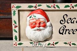 Antique Santa Face Christmas Lighted Sign Store Display vintage wood frame RARE Antique Santa Face Christmas Lighted Sign Store Display vintage wood frame RARE