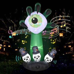 Aplus Led Scary Sound Inflatable Monster Hand Eyeball Halloween Decor Yard Party