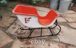 BIG Vintage Rare BECO Blow Mold Sleigh Harold Gale Santa Pepsi Advert