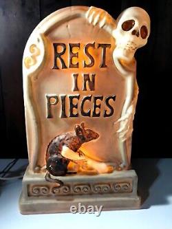 BLOW MOLD SALE! Hauntd Living Lighted Tombstone Rest in Pieces 24 Blow Mold NEW