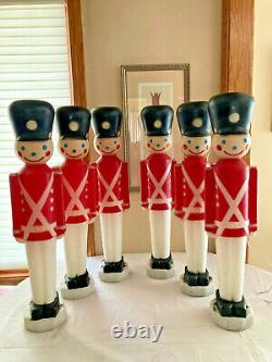 BLOW MOLD Vtg TOY SOLDIERS BLACK HAT LIGHTED OUTDOOR XMAS DECORATIONS Lot of 6