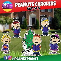 Big yard signs Peanuts Carolers lawn décor Set 5pcs