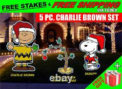 Big yard signs Peanuts Charlie Brown Christmas lawn décor Set 5pcs