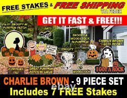 Big yard signs Peanuts Charlie Brown Halloween lawn décor Set 9pcs