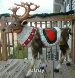 Blow Mold 48 Reindeer Led Lighted Christmas Yard Decoration