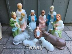 Blow Mold Christmas Nativity Set of 11 by TPI Tabletop Sized In Original Box
