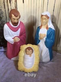 Blow Mold Christmas Nativity Set of 3 General Foam New U. S. A. Large 28