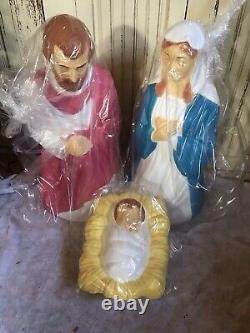 Blow Mold Christmas Nativity Set of 3 General Foam New U. S. A. Large 28