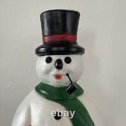 Blow Mold Frosty Snowman Pipe Top Hat Christmas Decoration General Foam Vtg 34