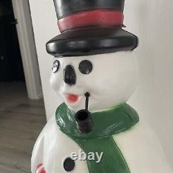 Blow Mold Frosty Snowman Pipe Top Hat Christmas Decoration General Foam Vtg 34